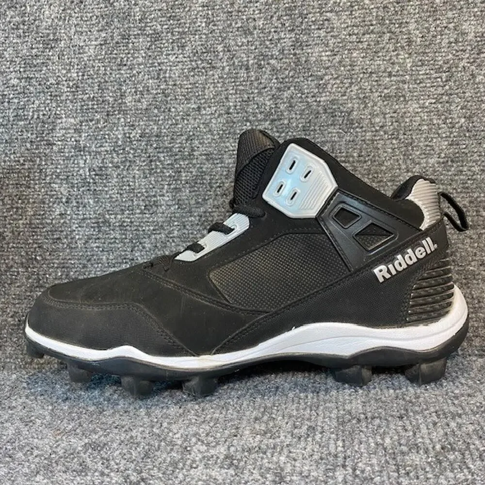 Riddell Diverse Mid RM Mens Football Cleats Black Silver Size 9.5 Athletic